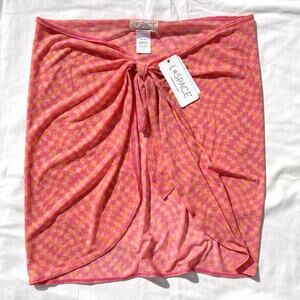 L Space Bandera Sarong Swim Cover Up Womens One Size Heat Weave Pink Orange